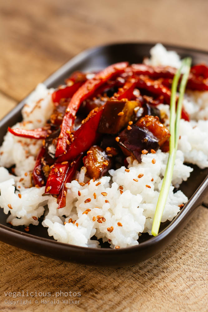 Stock photo of Sweet and sour eggplant