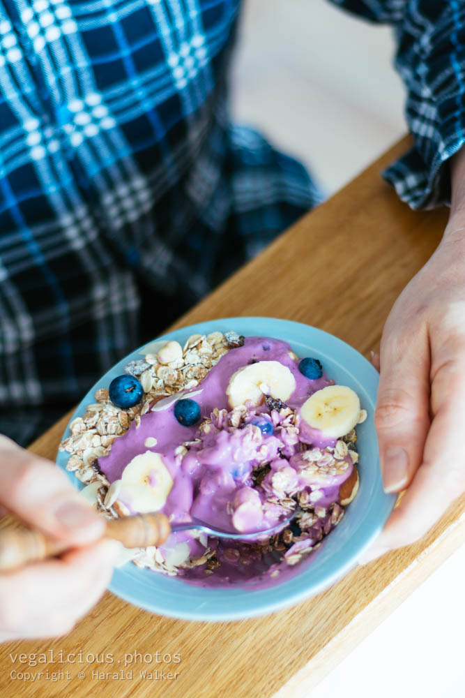 Stock photo of Eating granola for breakfast