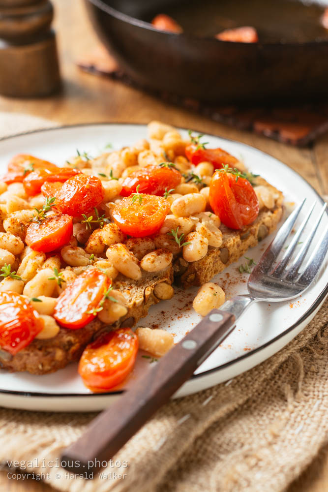 Stock photo of White Bean and Tomato Ragu on Toast