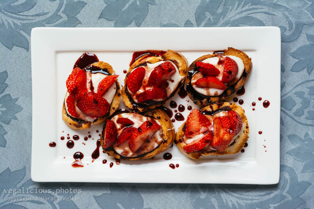 Stock photo of Strawberry Bruschetta with Port Wine sauce