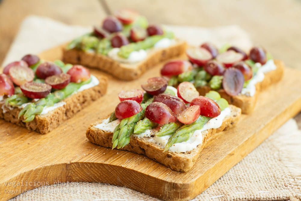 Stock photo of Asparagus Grape Toasts