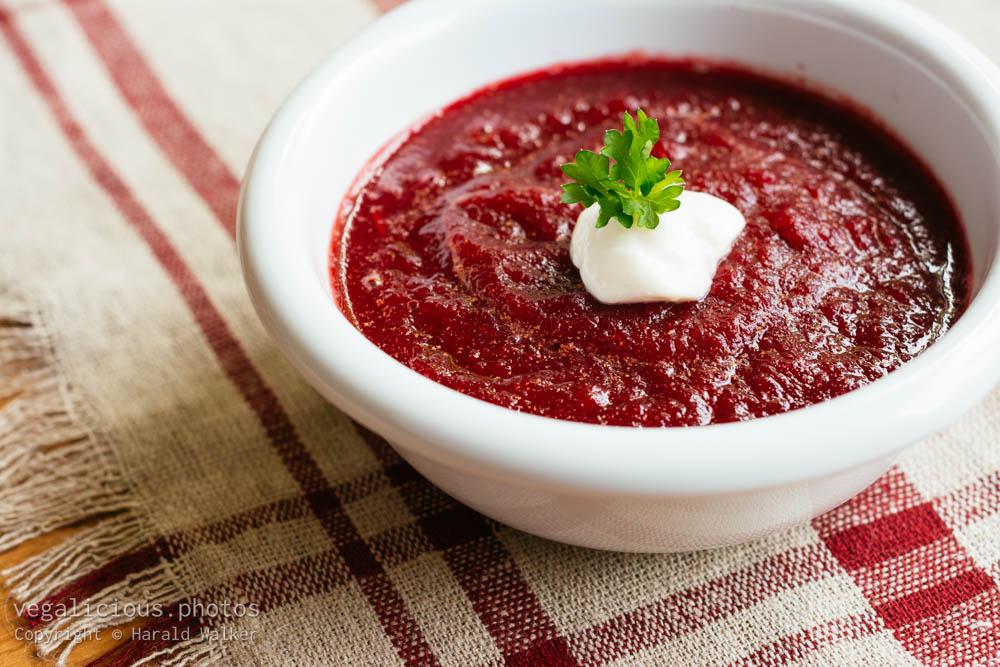 Stock photo of Beet and tomato gazpacho