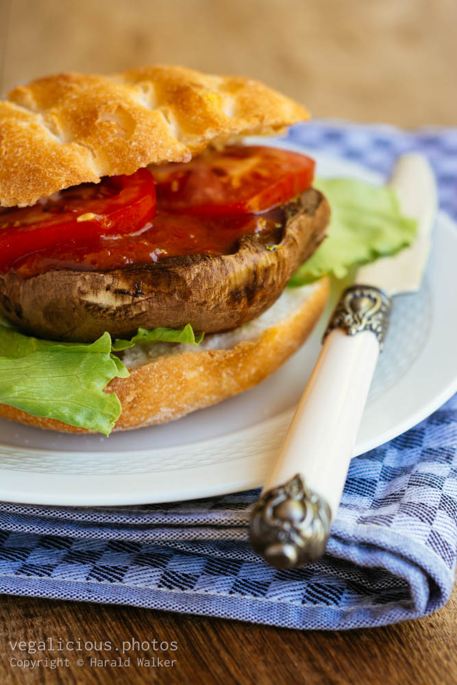 Stock photo of Portobello mushroom burger