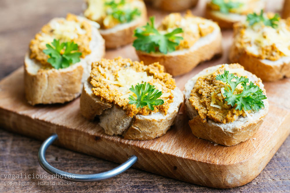 Stock photo of Carrot walnut spread on bread