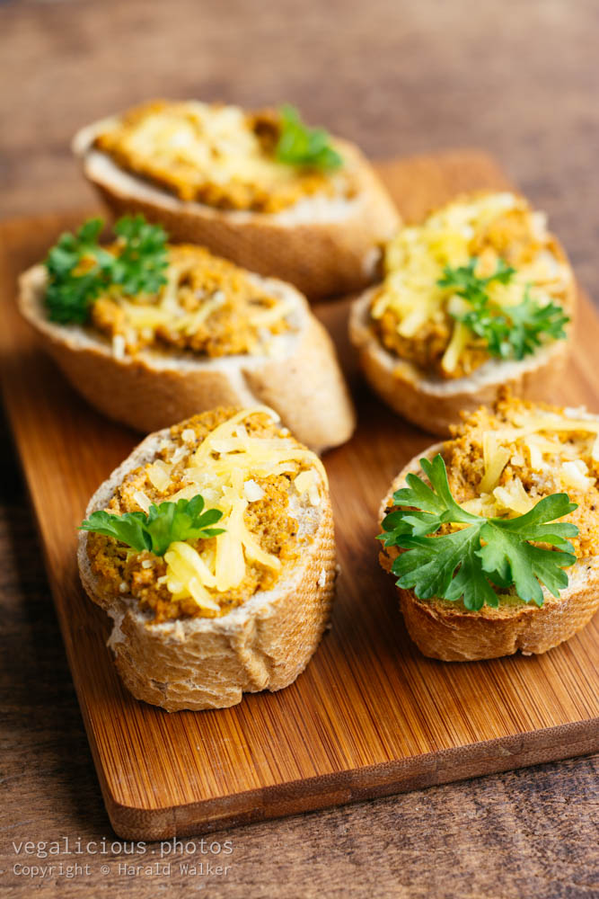 Stock photo of Carrot walnut spread on bread